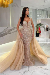Luxus Abiballkleider Lang Glitzer Abendkleider Spitze Champagner