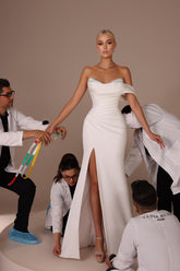 Elegant Wedding Dresses A Line With Sleeves Chiffon Wedding Dresses with Lace