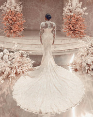 Extravagante Hochzeitskleider Spitze Brautkleider Meerjungfrau Mit Ärmel BMbridal.de