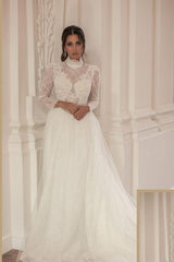 Elegant Wedding Dresses A Line Wedding Dresses with Sleeves