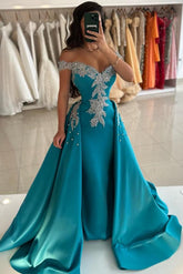 Evening Dresses Long Dark Green Prom Dresses Satin