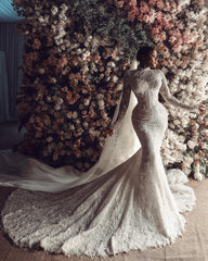 Extravagante Hochzeitskleider Spitze Brautkleider Meerjungfrau Mit Ärmel BMbridal.de