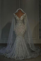 Extravagant Wedding Dresses Mermaid Lace Wedding Dress With Glitter