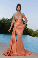 Designer Evening Dresses Long With Sleeves Prom Dresses with Glitter