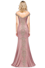 Elegant Evening Dresses Long Pink Prom Dresses with Lace