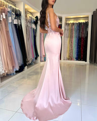 Rosa Abendkleider Lang Elegant Ballkleider Spitze Abiballkleider Günstig BMbridal.de