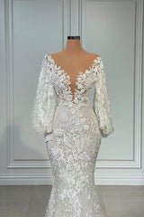 Elegant Evening Dresses Long White Prom Dresses Lace with Sleeves