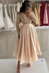 Champagne Cocktail Dresses Short Evening Dresses Prom Dresses with Glitter