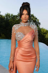 Designer Evening Dresses Long With Sleeves Prom Dresses with Glitter