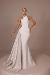 Elegant Wedding Dresses A Line With Sleeves Chiffon Wedding Dresses with Lace