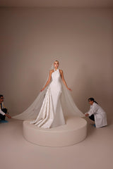 Elegant Wedding Dresses A Line With Sleeves Chiffon Wedding Dresses with Lace