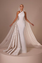 Elegant Wedding Dresses A Line With Sleeves Chiffon Wedding Dresses with Lace