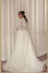 Elegant Wedding Dresses A Line Wedding Dresses with Sleeves