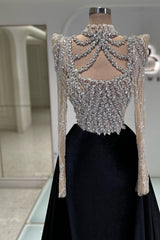 Extravagante Abendkleider Lang Schwarz Abiballkleider mit Ärmel BMbridal.de