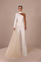 Elegant Wedding Dresses A Line With Sleeves Chiffon Wedding Dresses with Lace
