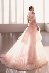 Evening Dress Long Pink Prom Dresses With Sleeves