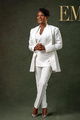 Schlichte 2 Teiliger Damen Anzüge Weiße Hosenanzug Festlich