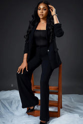 Elegante 2 Teiliger Damen Anzüge Schwarzer Hosenanzug Festlich