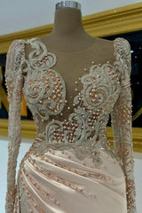 Evening Dress Long Pink Prom Dresses With Sleeves