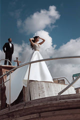 hier können Sie 2021 Weiße Hochzeitskleider Mit Spitze A Linie online bei babyonlinedress.de kaufen. Brautkleider Mit Schleppe online für Sie zur Hochzeit.