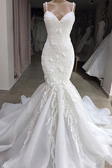 BMbridal Sexy Meerjungfrau Stil Späghetti Träger Ivory Hochzeit Dresses With Applikation Tüll Spitze Bridal Gowns On Sale