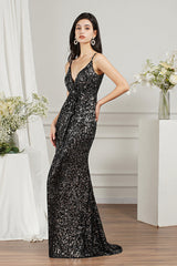 BMbridal Späghetti-Träger Sequins Bridesmaid Dress Ärmellos