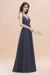 BMbridal Schlicht Späghetti Träger Stormy Chiffon Bridesmaid Dress with Rüschen On Sale