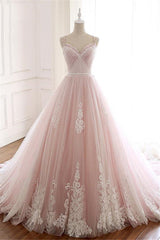 BMbridal Prinzessin Herz Ausschnitt Spitze Pink Prom Dress Long Tüll Party Gowns