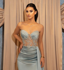 Suchen Sie Sexy Abendkleider Lang Blau online bei Thekleid.de. Abiballkleider mit Glitzer nach maß zum abiball gehen.