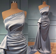 Bmbridal Silver Ein Schulter Meerjungfrau Stil Prom Dress Long With Beads