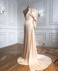 BMbridal Ein Schulter Langarm Beads Prom Dress WIth Slit