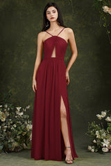 BMbridal Neckholder Bridesmaid Dress Long Side Slit