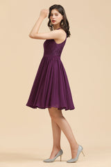 Neckholder Spitze Bridesmaid Dress Chiffon Ärmellos Short Dress