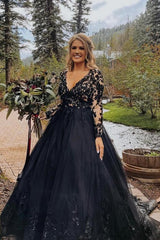 Bmbridal Black Hochzeit Dress Langarm With Spitze