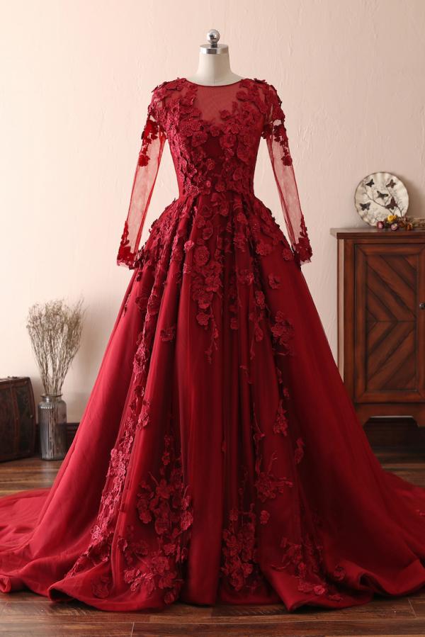 Suchen Sie Elegante Abendkleider Mit Spitze Ärmel online bei Thekleid.de. Abiballkleider Lang Rot für Sie zum abiball gehen.