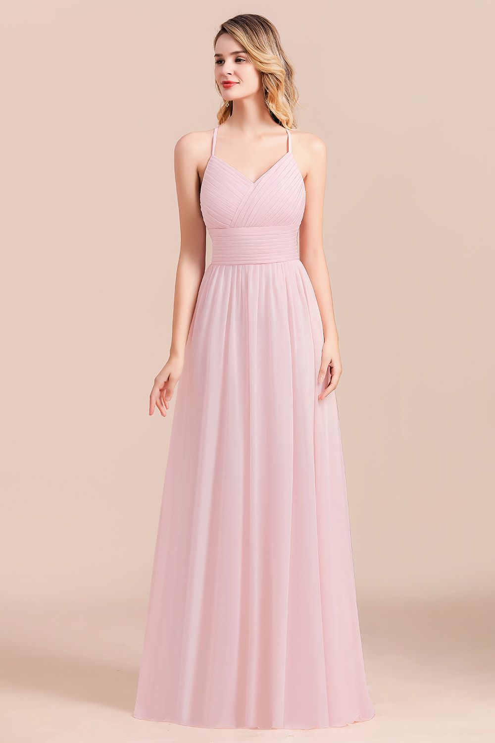 Finden Sie bei babyonlinedress.de Brautjungfernkleid Lang Rosa aus Chiffon. Günstige Brautjungfernkleider für Sie zur hochzeit gehen.
