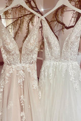 Bmbridal V Ausschnitt Ärmellos Hochzeit Dress Tüll Long With Applikation