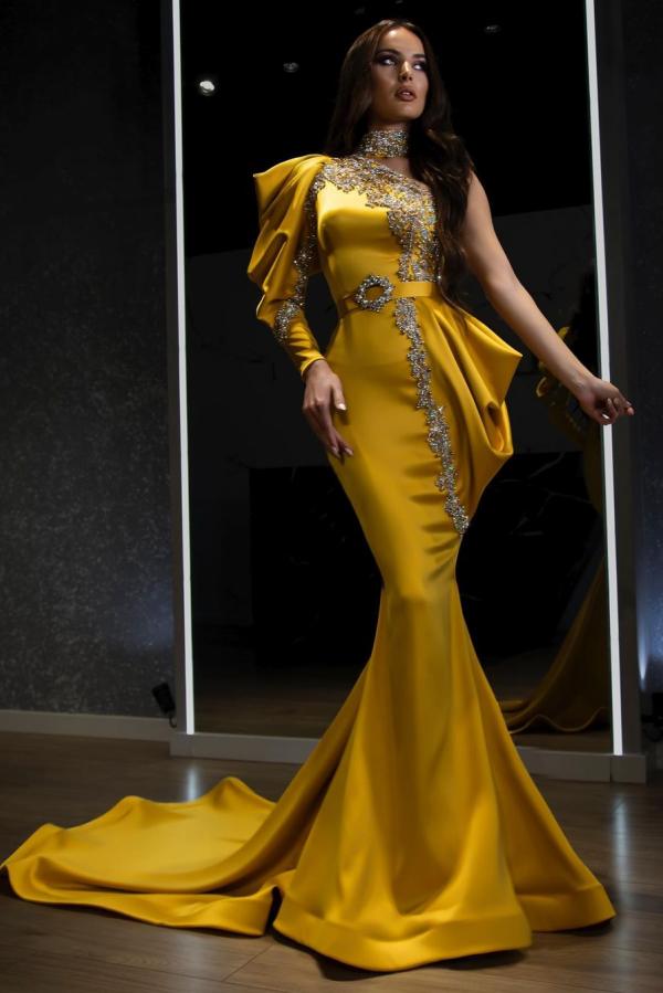 Finden Sie Gold Abendkleider Lang Glitzer online bei Thekleid.de. Abiballkleider Mit Ärmel aus Satin zum abiball gehen.