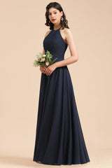Elegant A Linie Ärmellos V Ausschnitt Ruffle Chiffon Spitze Bridesmaid Dresses