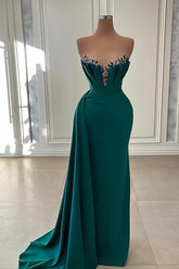 Bmbridal Trägerloss Dark Green Prom Dress Meerjungfrau Stil Long With Ruffle