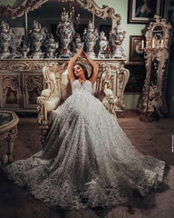 BMbridal V Ausschnitt Ärmellos Spitze Hochzeit Dress Sommer Beach Bridal Gowns