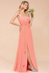 BMbridal Stylish Herz Ausschnitt Ruffle Affordable Coral Chiffon Bridesmaid Dresses Online