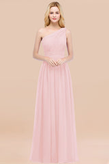 BMbridal schick One-shoulder Ärmellos Burgundy Chiffon Bridesmaid Dresses Online