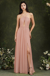 BMbridal Neckholder Bridesmaid Dress Long Side Slit