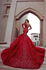 Kaufuen Sie Fashion Rote Abendkleider Lang Günstig online bei Thekleid.de. Abendkleid Mit Ärmel für Sie zum Abiball online.