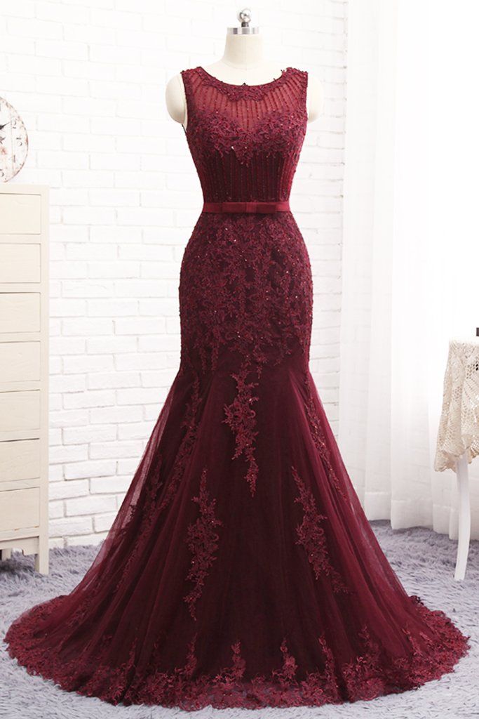 Kaufen Sie bei Thekleid.de Schöne Lange Kleider. Abendkleider Lang Rot Spitze für Sie online für Sie zum abiball mit nach Maße anfertigen service.
