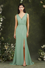 BMbridal V Ausschnitt Bridesmaid Dress Chiffon With Slit