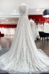 BMbridal Simply Ärmellos White Tüll Spitze Rüschen A Linie Hochzeit Dresses Long