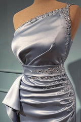 Bmbridal Silver Ein Schulter Meerjungfrau Stil Prom Dress Long With Beads
