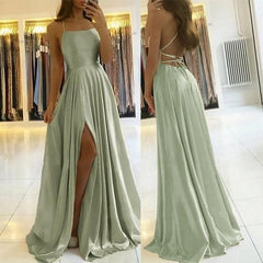 Bmbridal Späghetti-Träger Dusty Sage Prom Dress Long Split